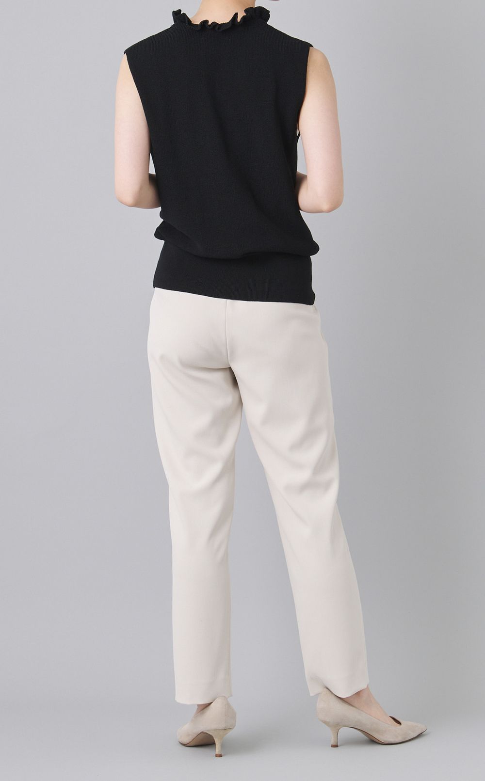 フリルトリムコットンニットベスト