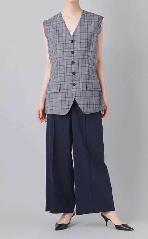 グレンチェックツイストトリムベスト