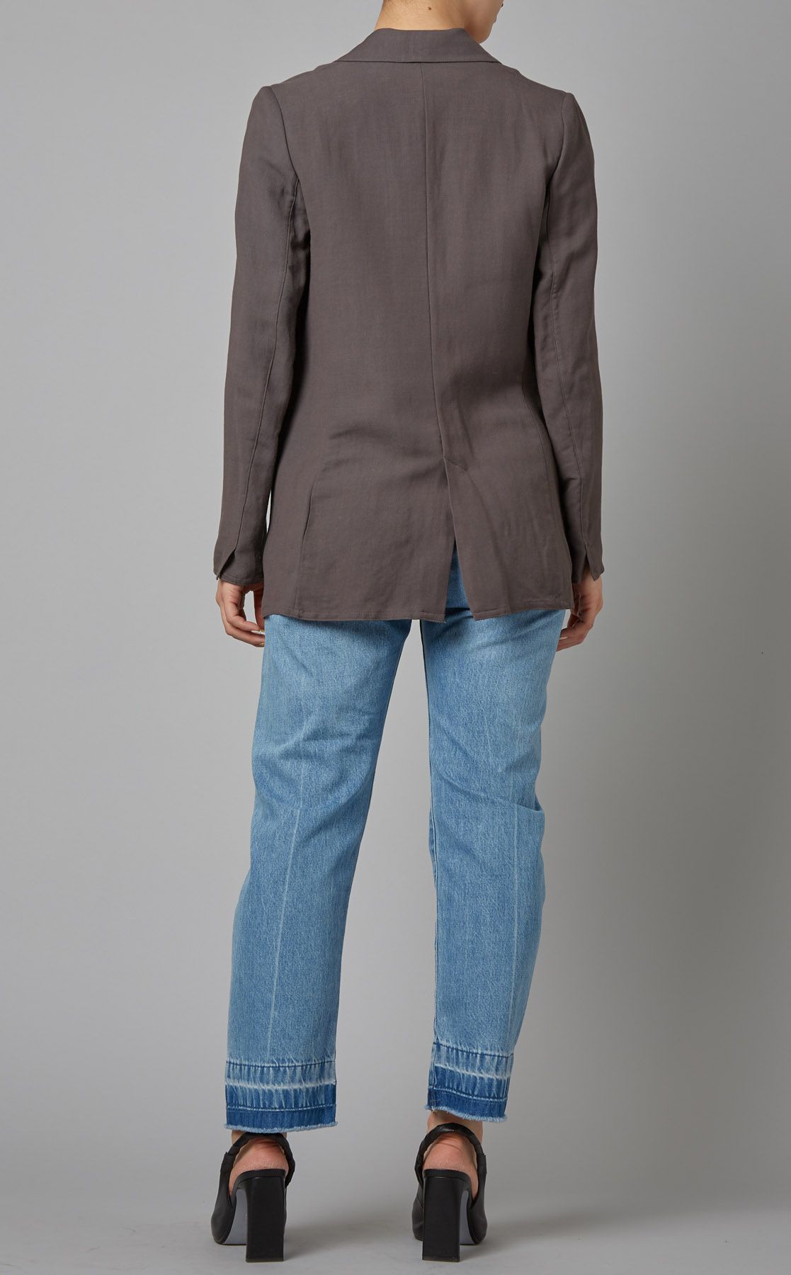 極美品✨T-JACKET リネン混 デニム テーラードジャケット L TICCA｜リネン混テーラードジャケット