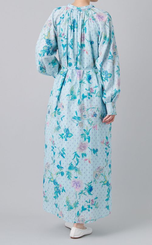 ドットドビーフラワーギャザーワンピース