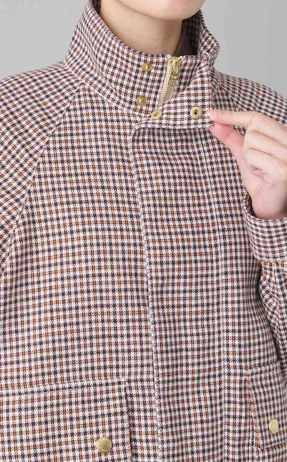 スタンドネックチェックブルゾン