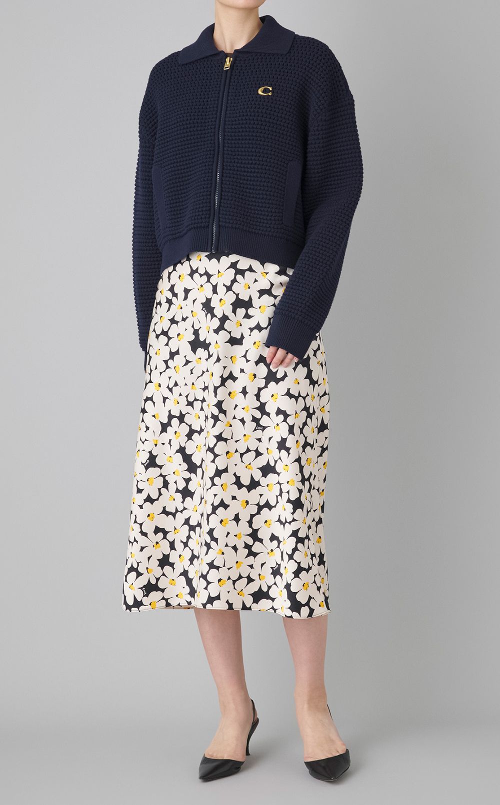 コットンジップフロントカーディガン