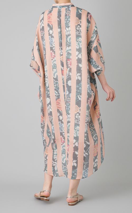 フラワープリントストライプワンピース