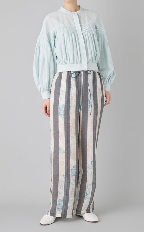 フラワープリントストライプパンツ