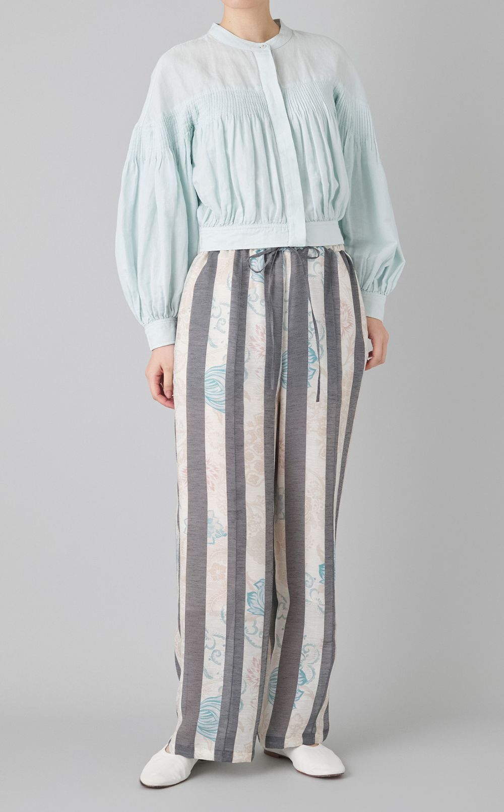 コットンタックギャザーブラウス