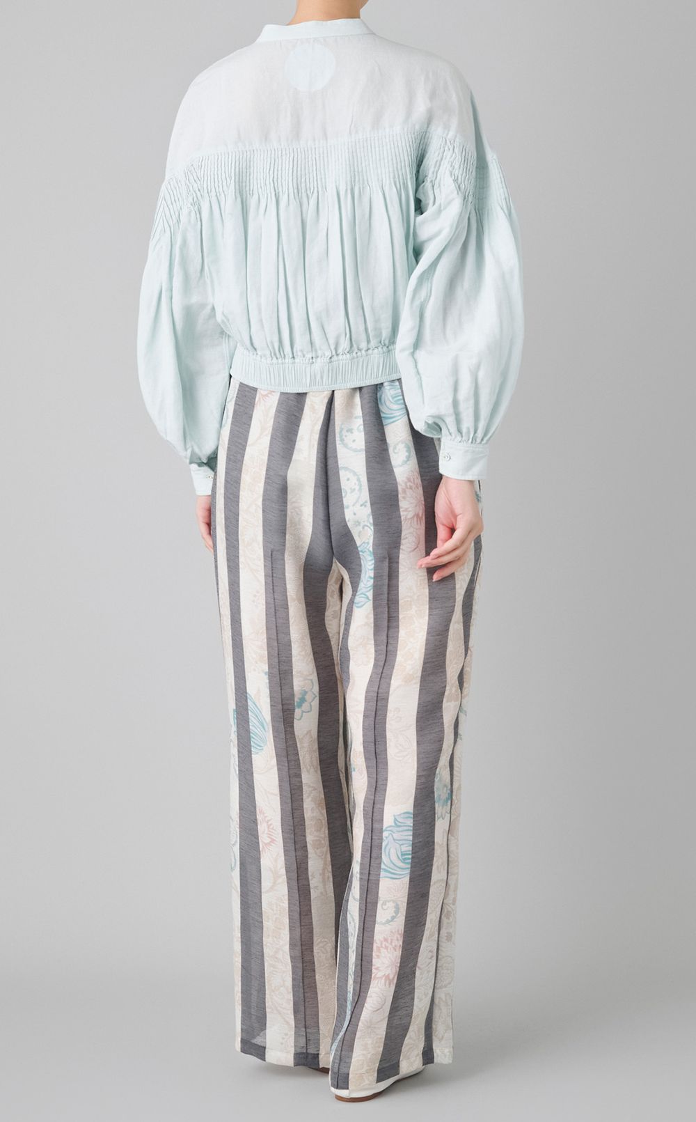 フラワープリントストライプパンツ