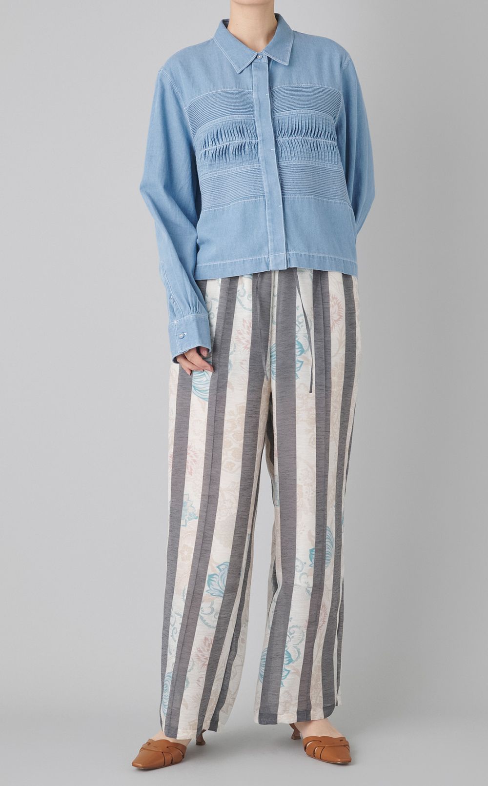 コットンタッククロップドシャツ