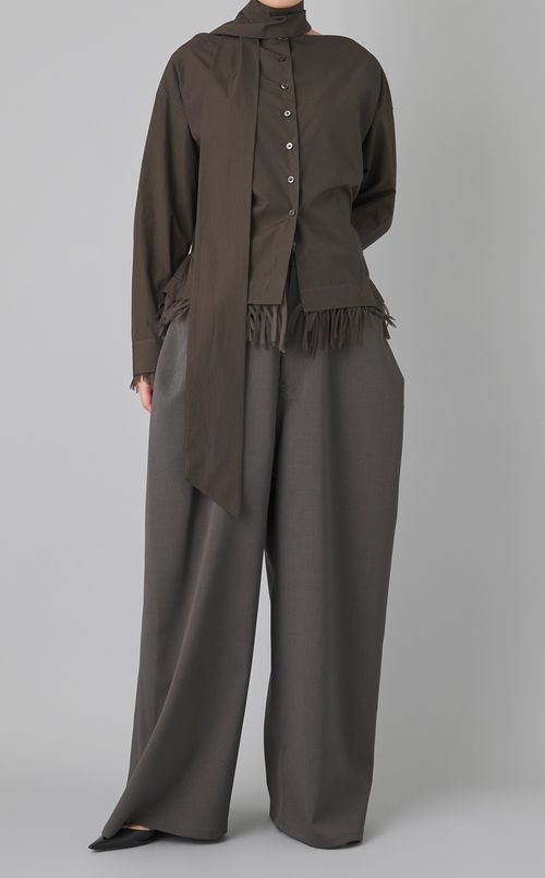 コットンスカーフ付フリンジブラウス