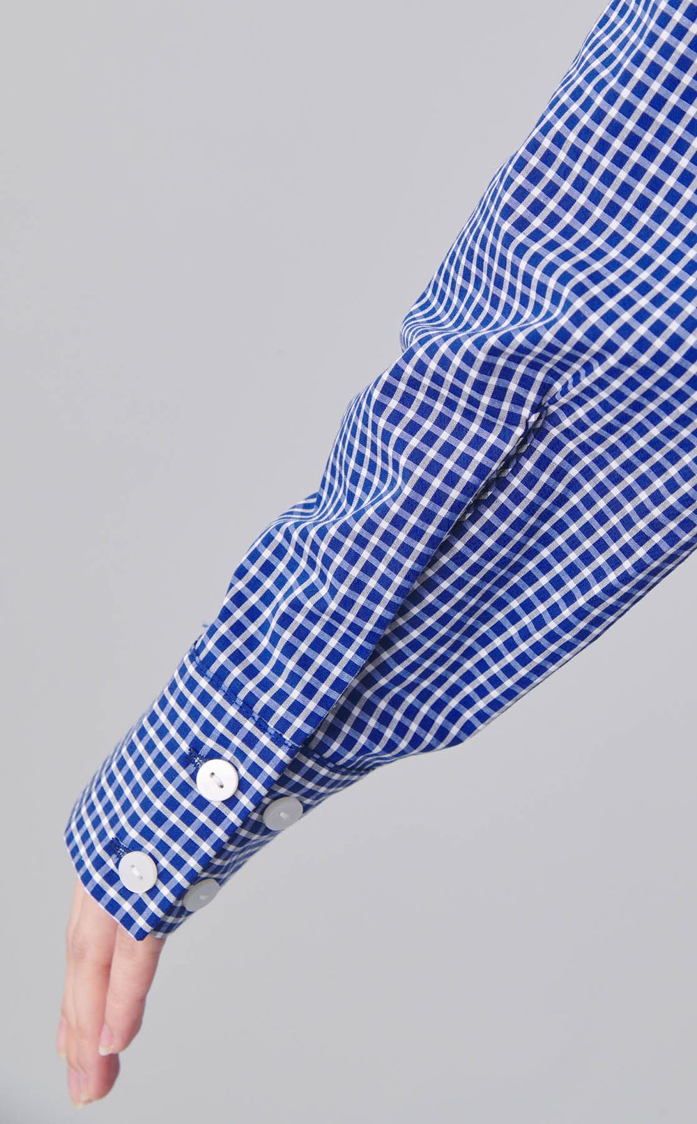 フラワーモチーフ付コットンチェックシャツ