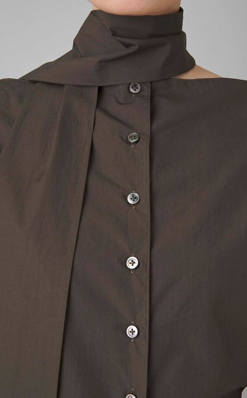 コットンスカーフ付フリンジブラウス