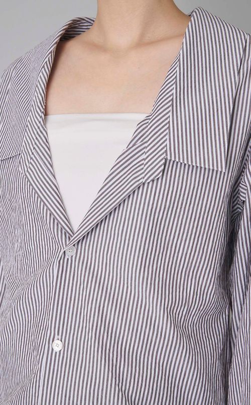 リフトスリーブオープンカラーシャツ