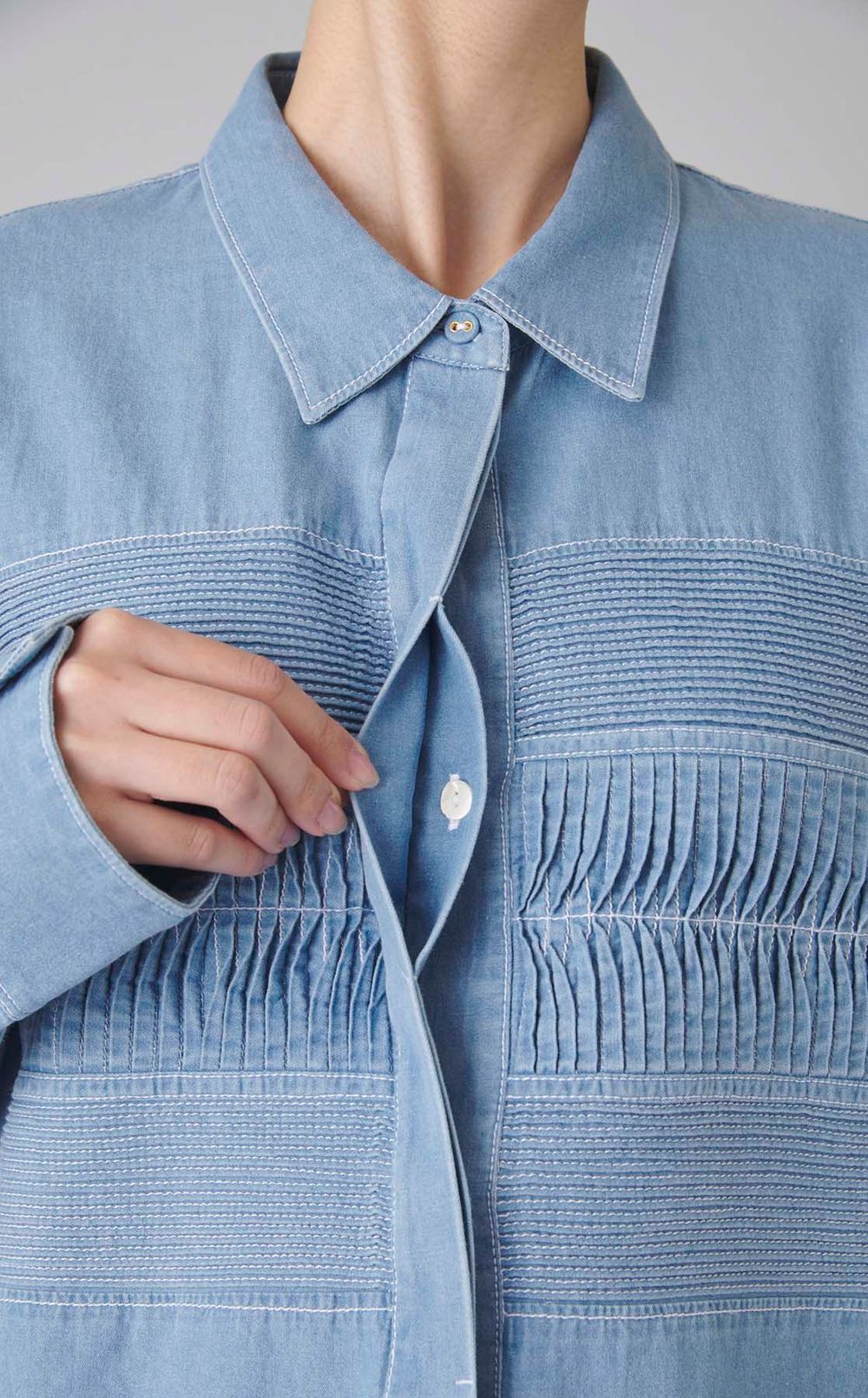 コットンタッククロップドシャツ