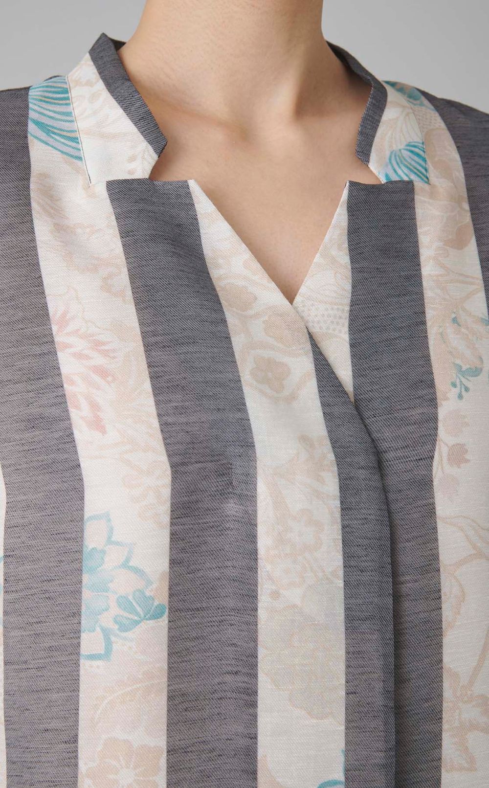 フラワープリントストライプワンピース