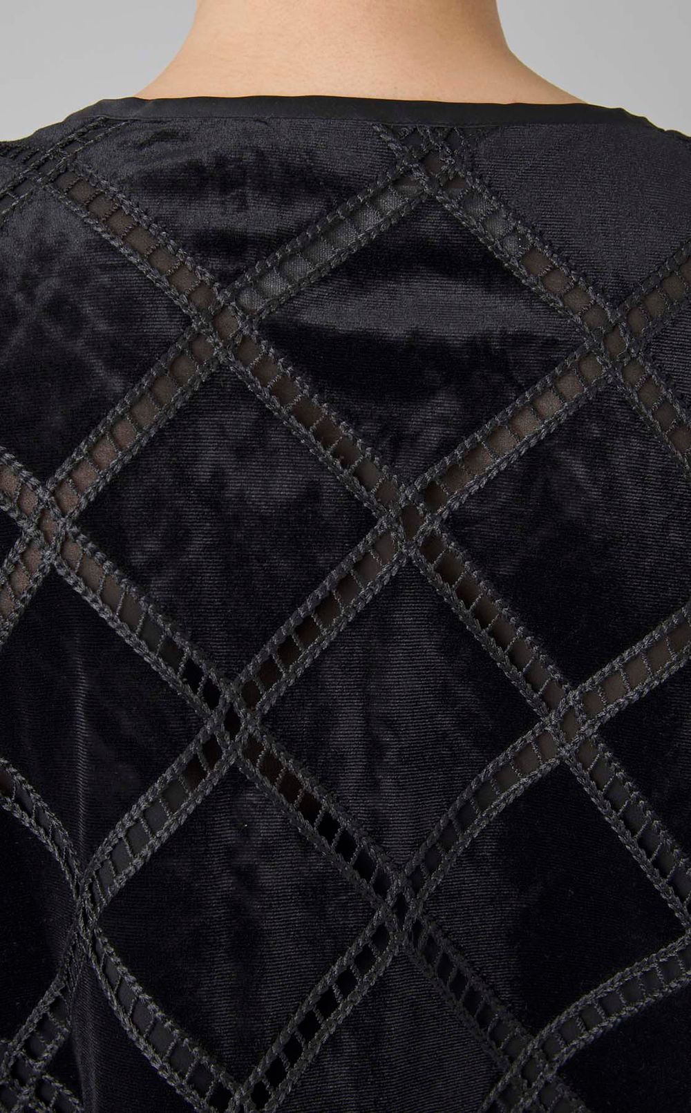 ベロア調ノーカラーブルゾン