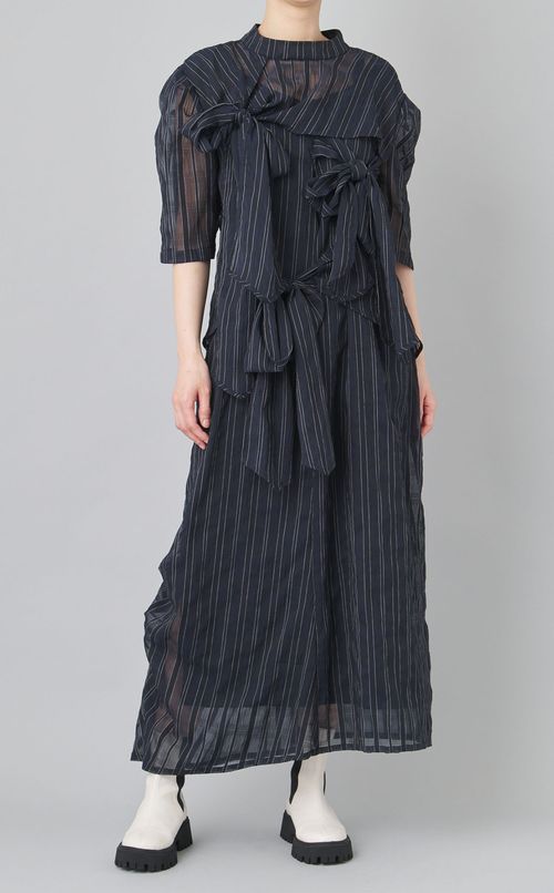 シアーストライプリボンドレス