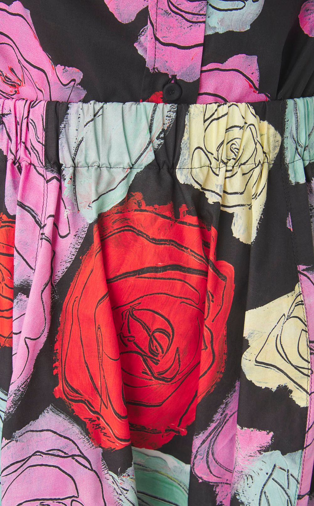 マルチカラーローズプリン卜ブラウス