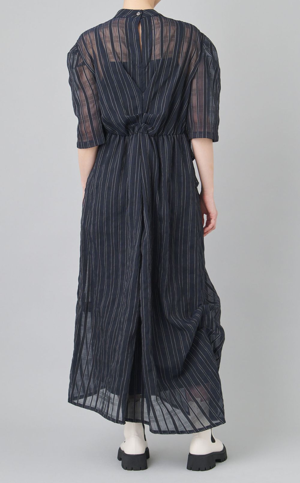 シアーストライプリボンドレス