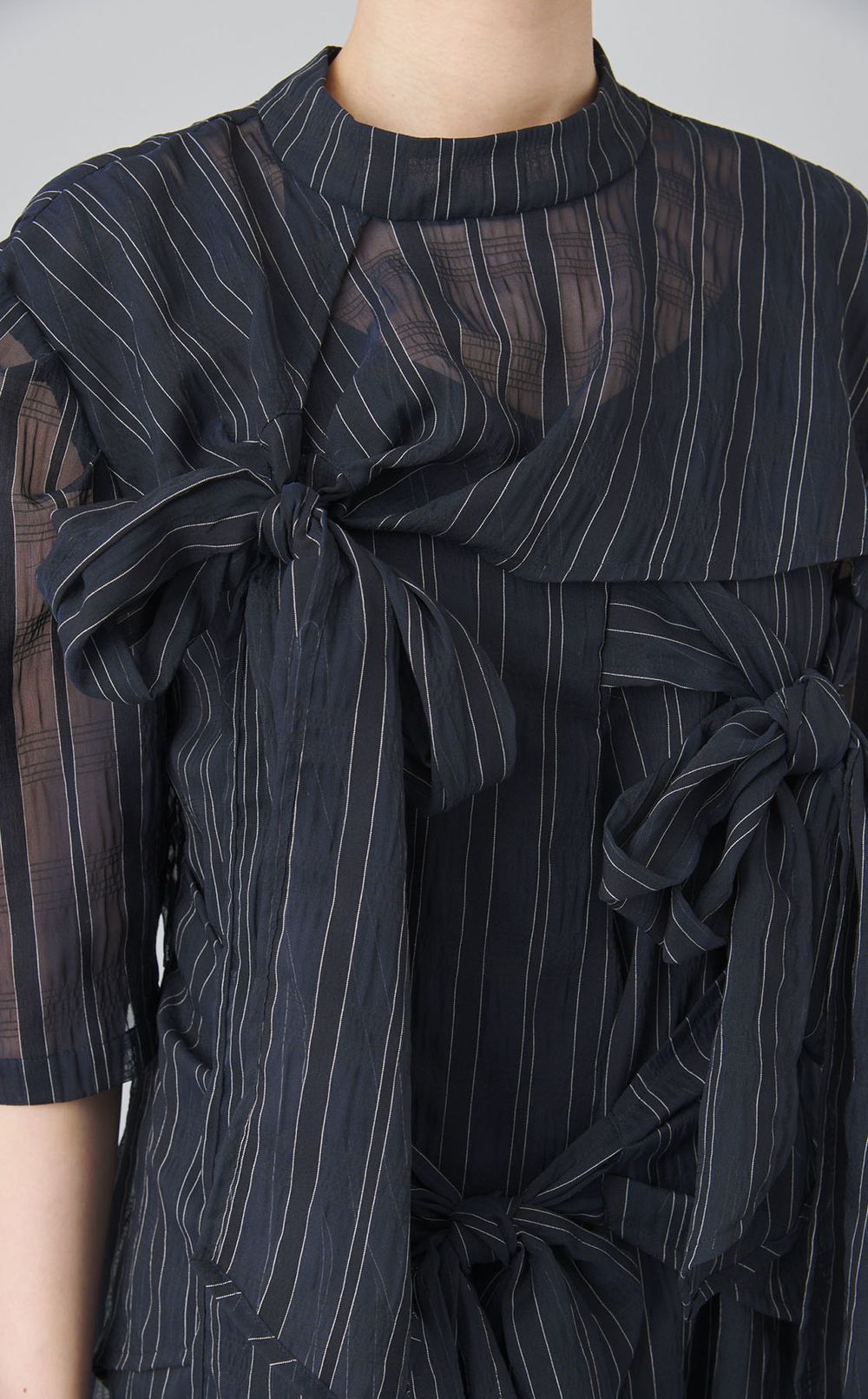 シアーストライプリボンドレス