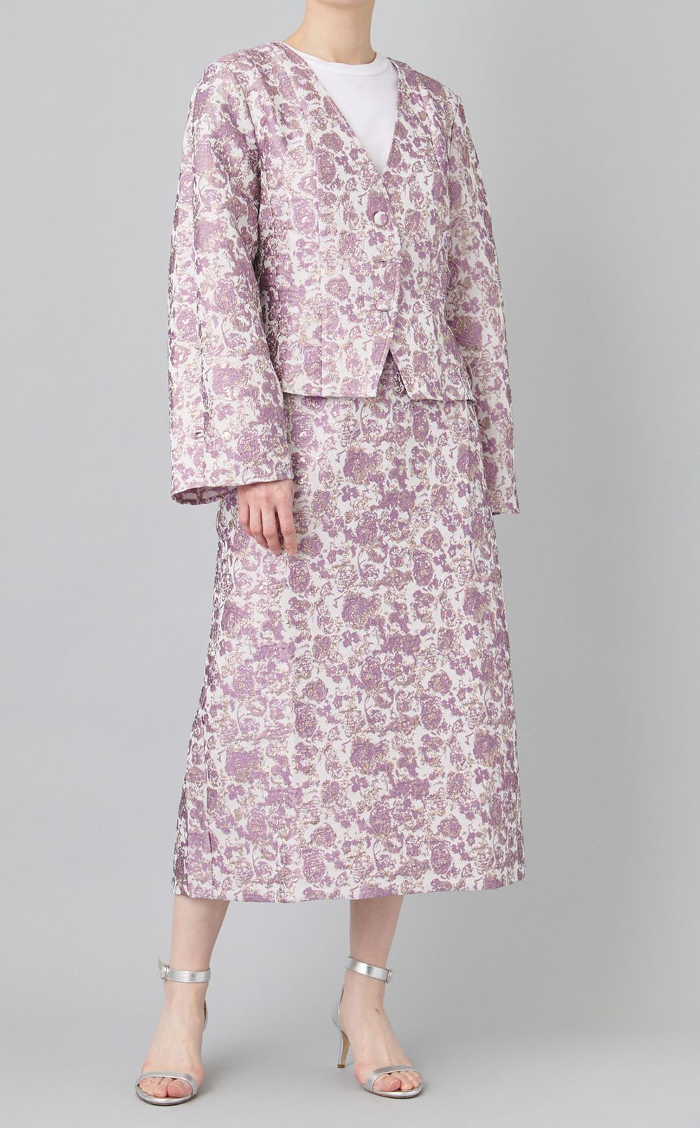 グリッタージャガードノーカラージャケット