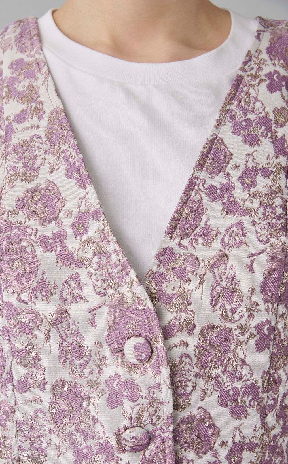 グリッタージャガードノーカラージャケット