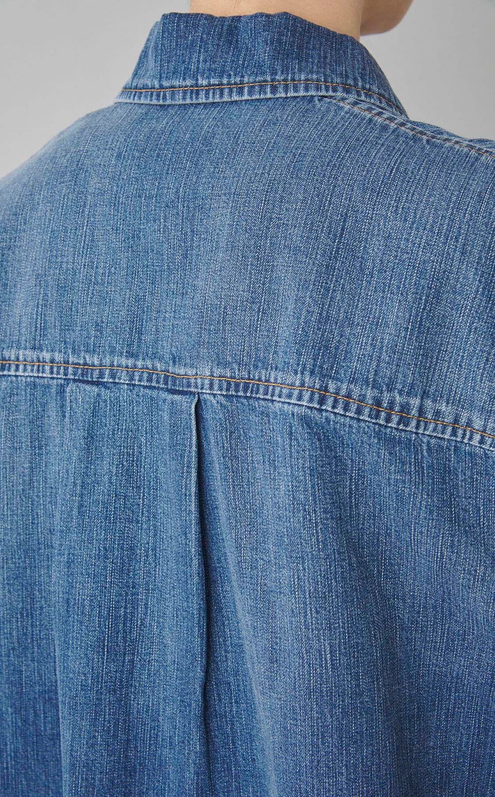 オープンカラーオーバーデニムシャツ