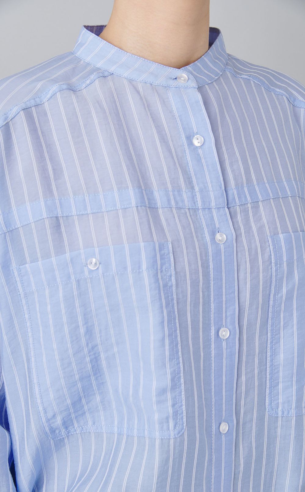 サイドギャザーバンドカラーシャツ