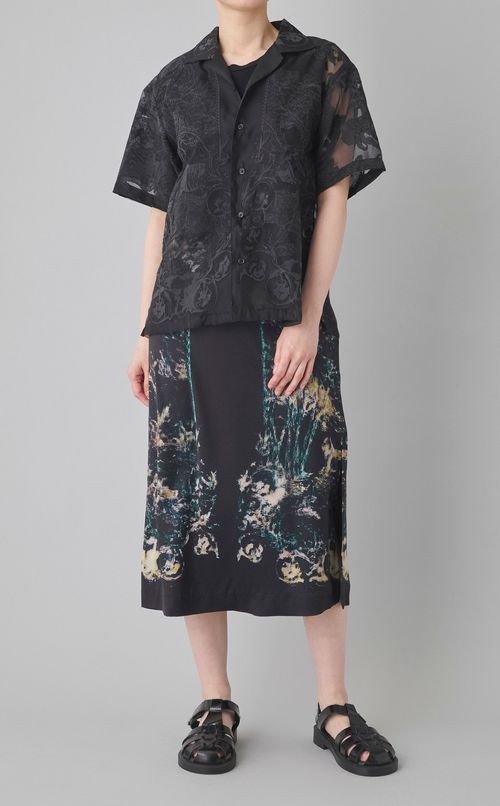 プリントシースルーオープンカラーシャツ