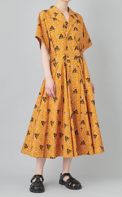 コットンフロッキープリントワンピース