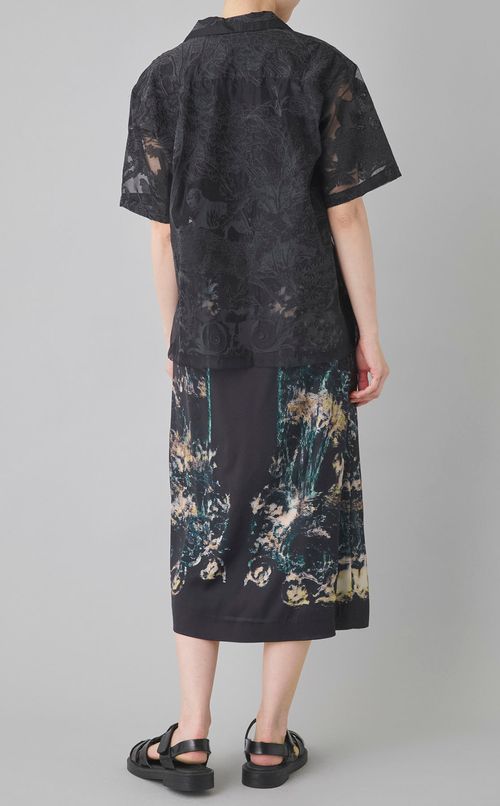 プリントシースルーオープンカラーシャツ