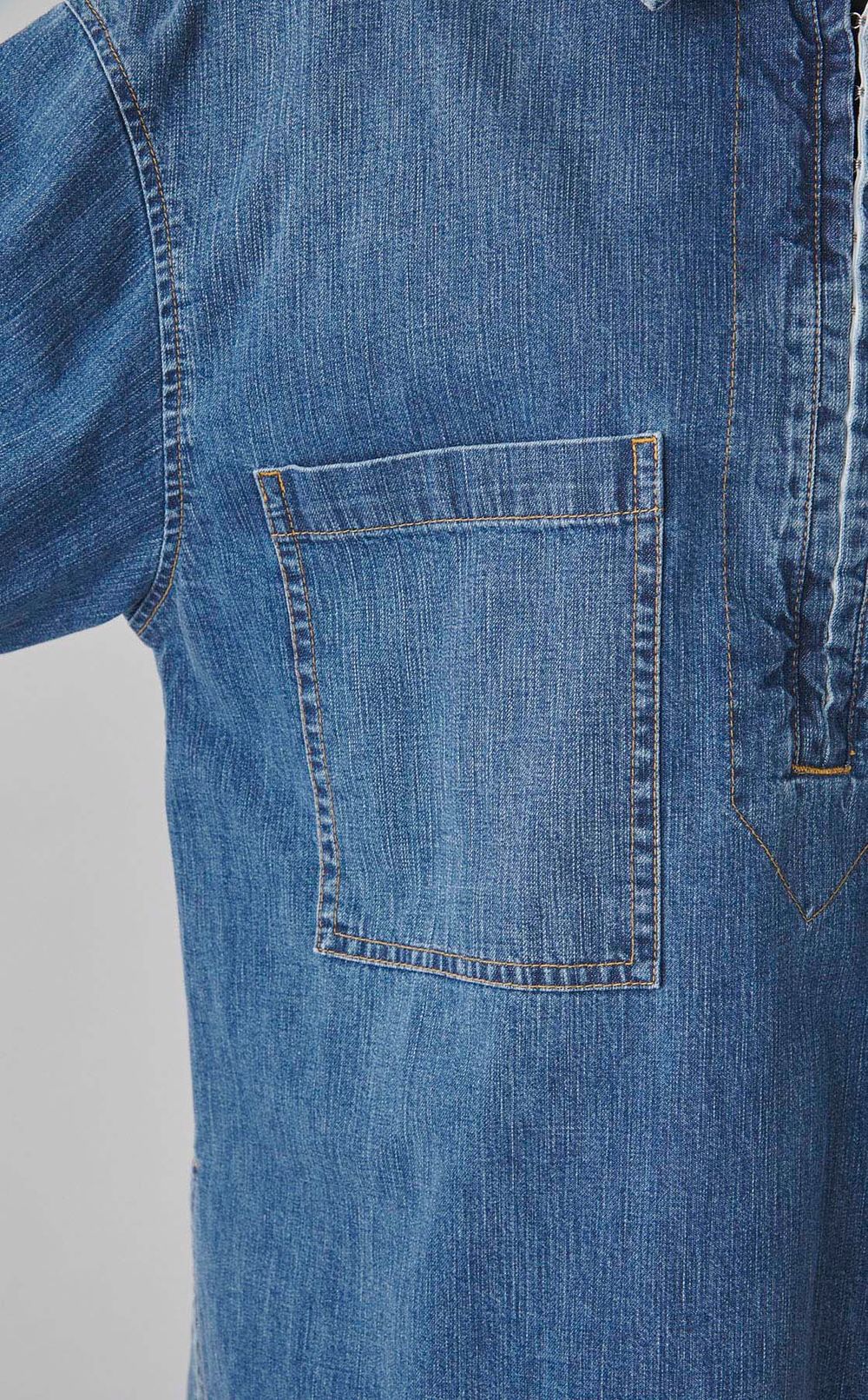 オープンカラーオーバーデニムシャツ