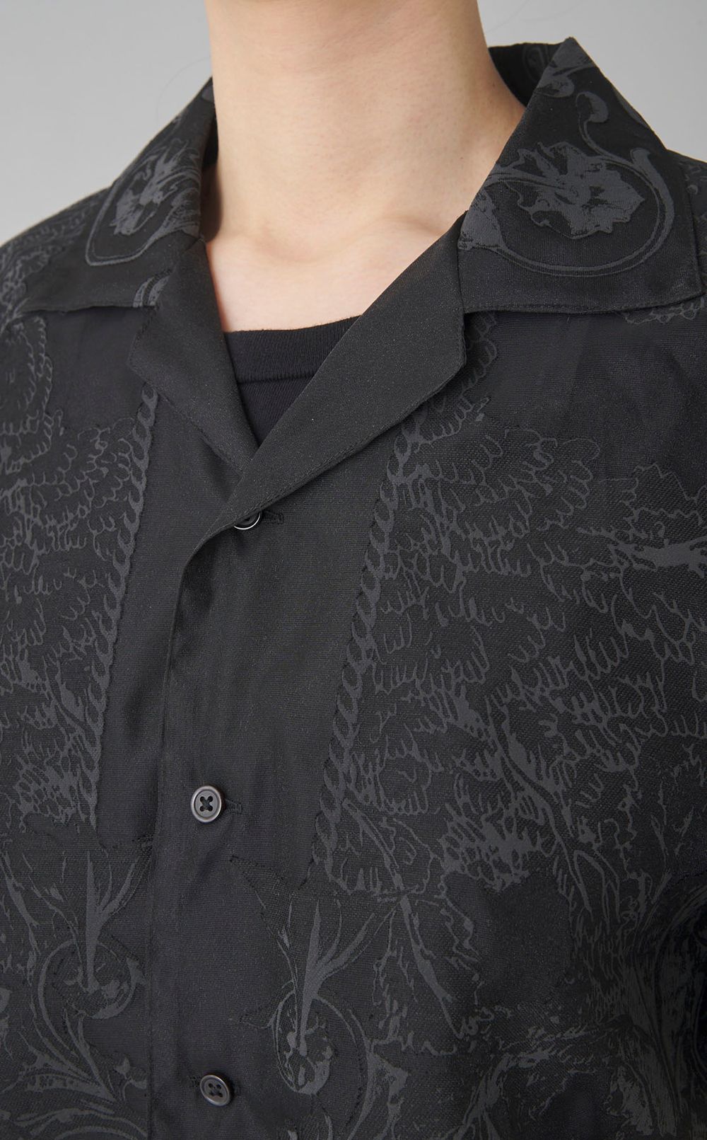 プリントシースルーオープンカラーシャツ