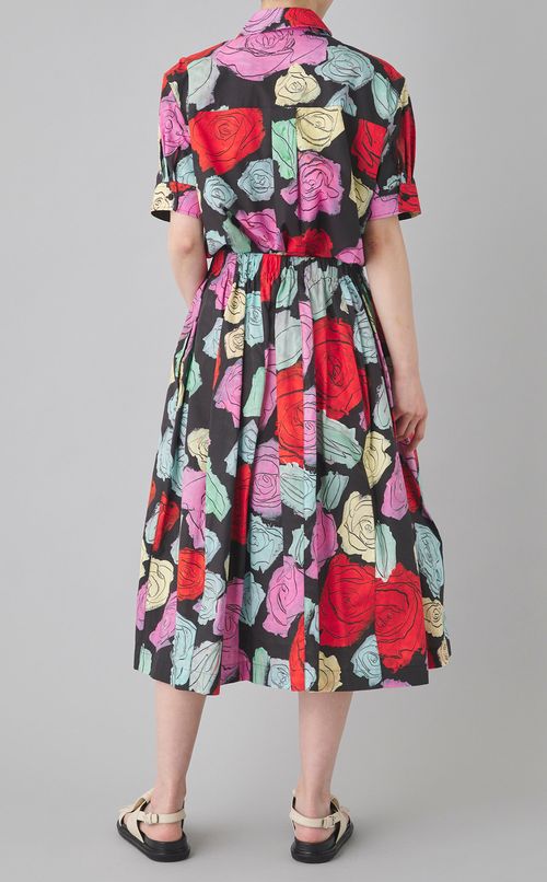 マルチカラーローズプリン卜ブラウス