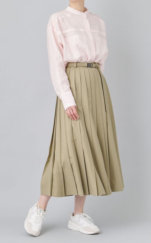 ベルト付スリットプリーツスカート