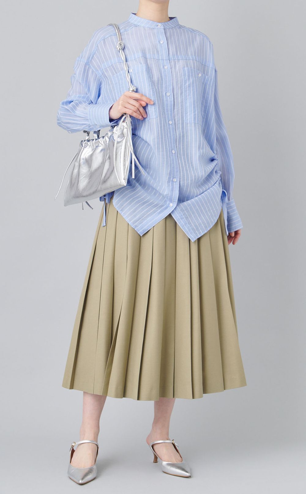 カウレザーギャザーショルダーバッグ