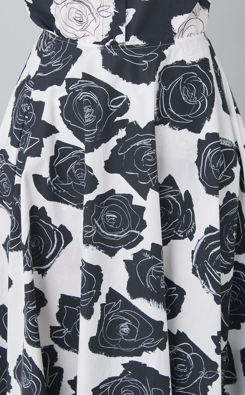 ローズプリントミディフレアスカー卜