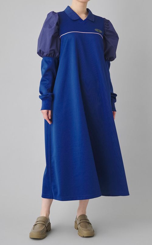 パフスリーブジャージワンピース