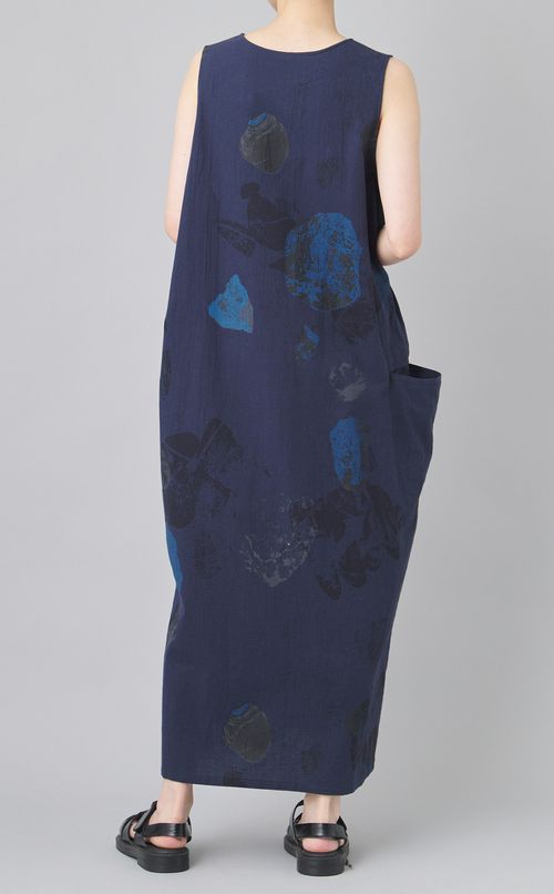 ストーンプリントノースリーブワンピース