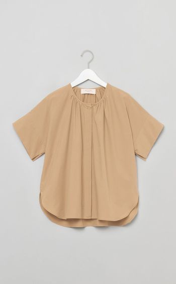 コットンポプリンハーフスリーブブラウス