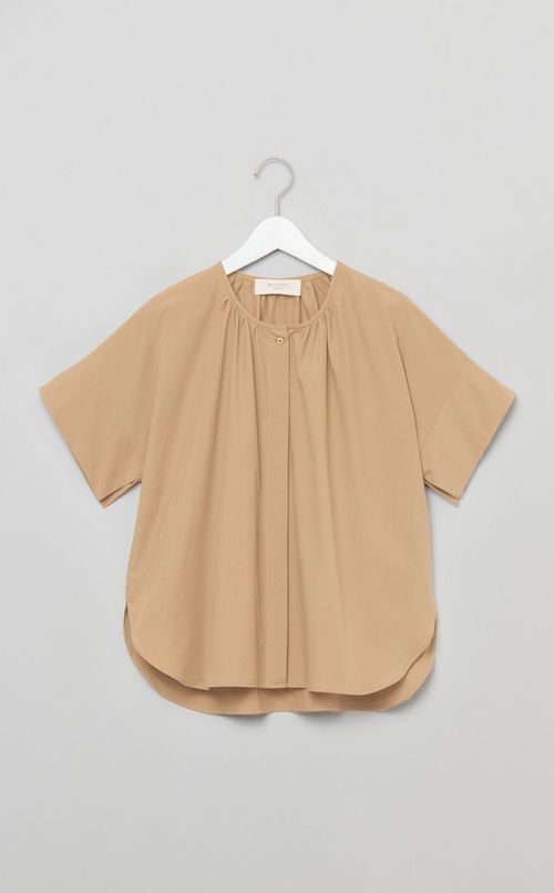 コットンポプリンハーフスリーブブラウス