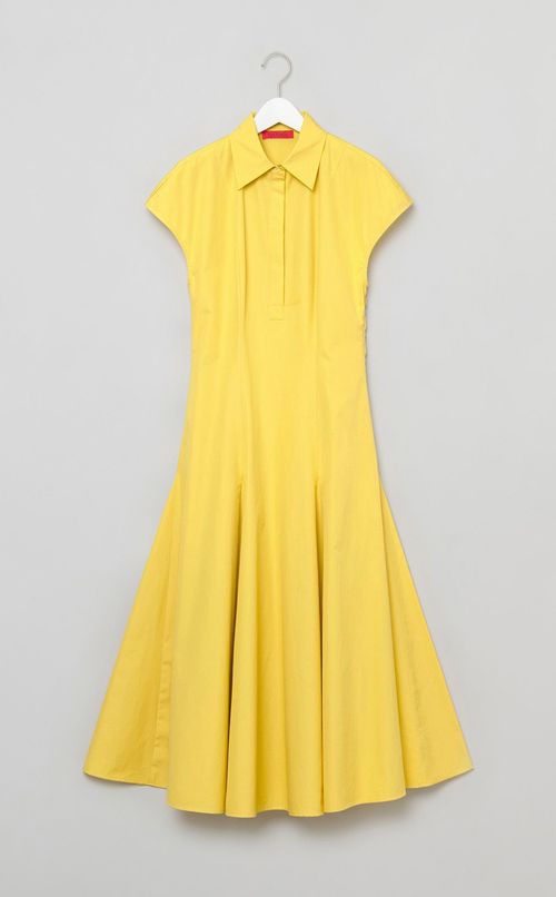 コットンフレンチスリーブシャツワンピース