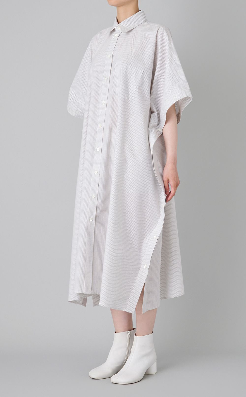 コットンストライプシャツワンピース