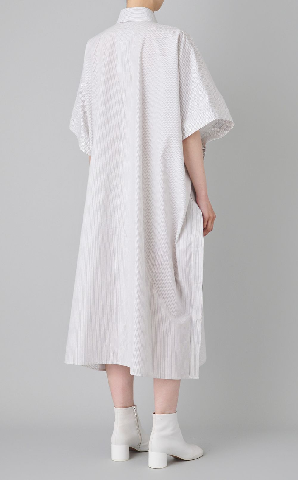 コットンストライプシャツワンピース