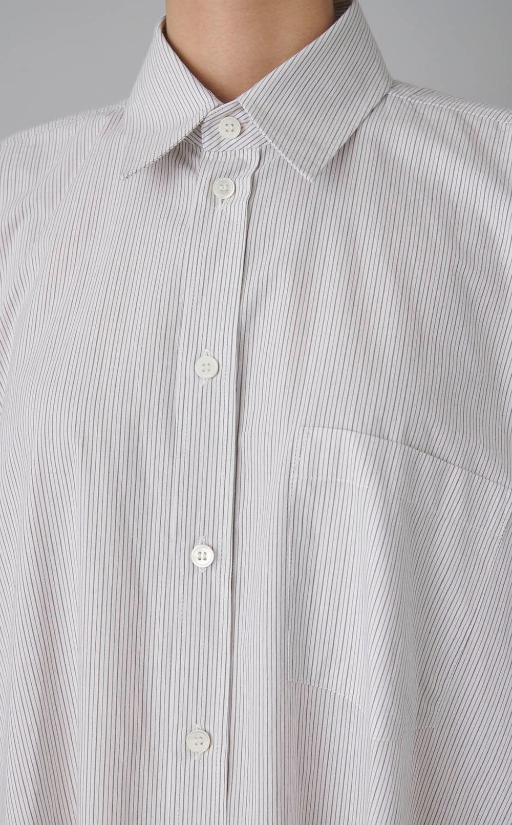 コットンストライプシャツワンピース