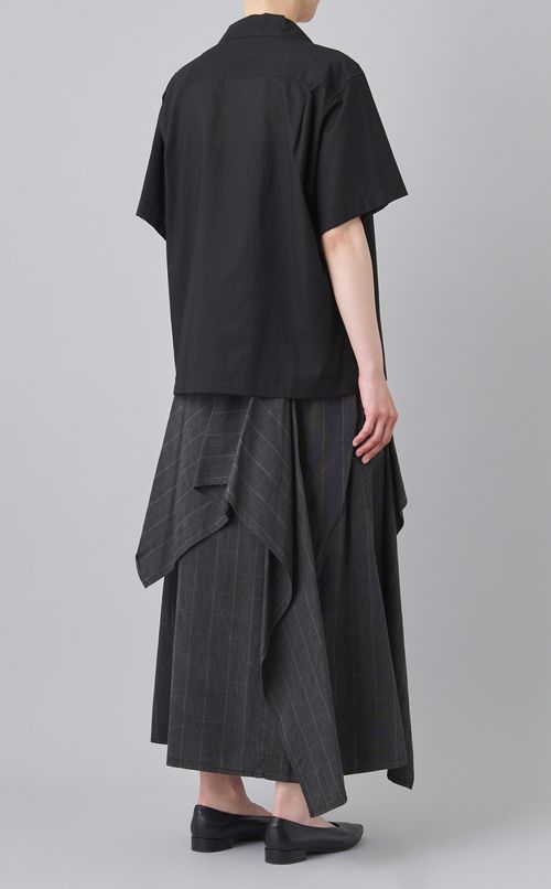 コットンオープンカラー切替シャツ