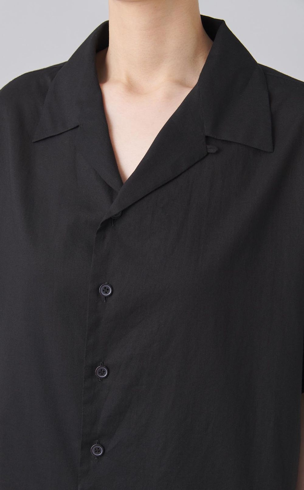 コットンオープンカラー切替シャツ