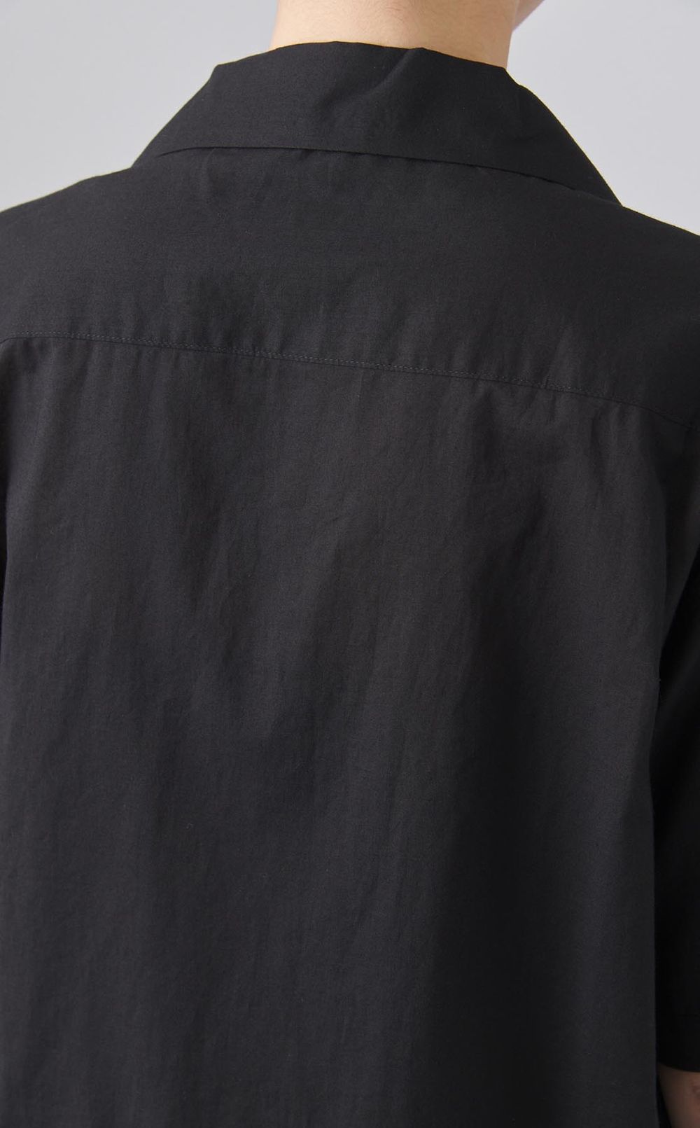 コットンオープンカラー切替シャツ