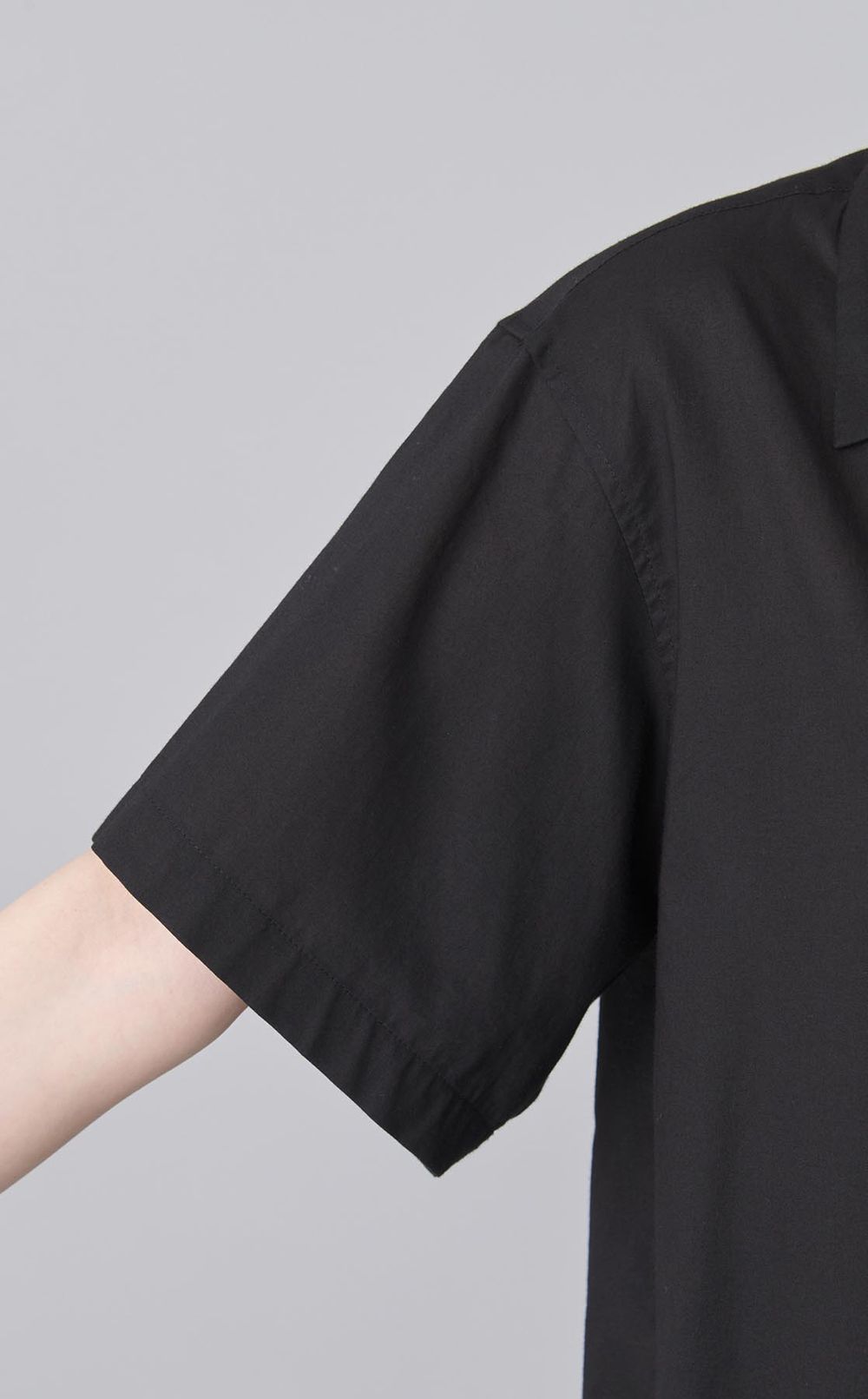 コットンオープンカラー切替シャツ