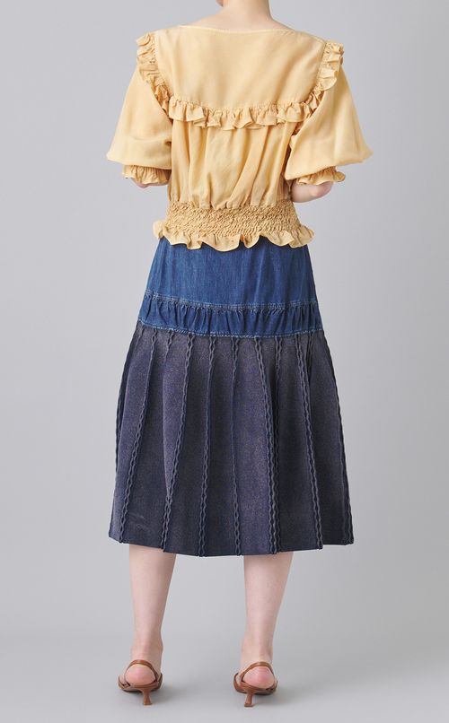 ムラ染めフリルギャザーブラウス