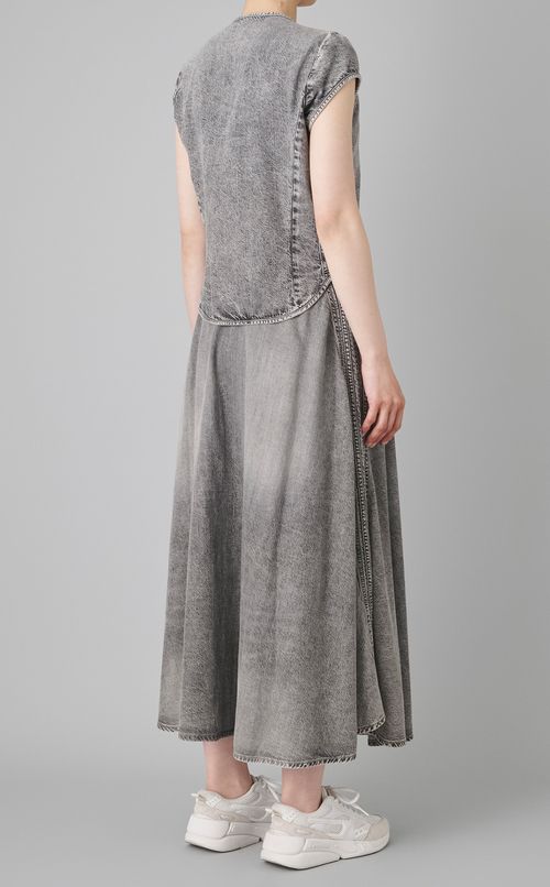 ウォッシュドデニムフレンチスリーブシャツ