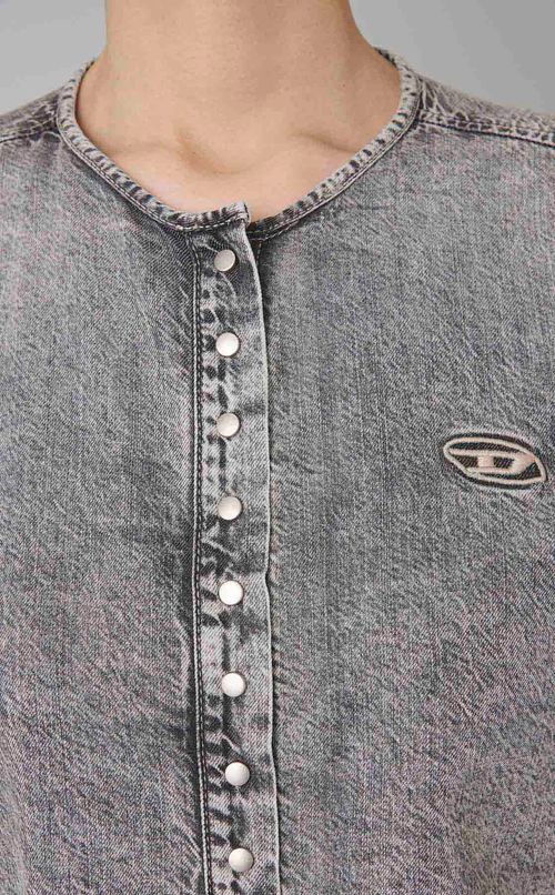 ウォッシュドデニムフレンチスリーブシャツ